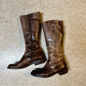 Vintage style leather riding boots